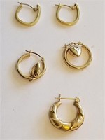 211- 2 1/2 Pairs Of 14K Yellow Gold Earrings