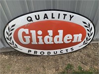 PORCELAIN OVAL GLIDDEN SIGN 52"X31"