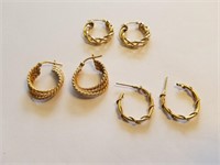 211- (3) Sets Of 14K Yellow Gold Hoop Earrings