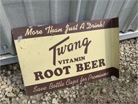 TWANG VITAMIN ROOT BEER  DOUBLE SIDED SIGN FLANGED