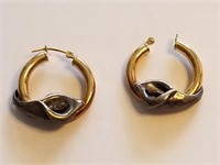 211- 14K Yellow Gold & .925 Silver Earrings