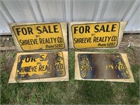 SHREEVE REALTY COMPANY METAL SIGNS LOT OF 4