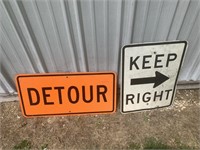 DETOUR & KEEP RIGHT METAL SIGNS