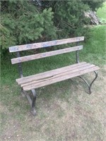 PRIMITIVE BENCH WITH METAL BASE