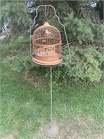 ANTIQUE BIRD CAGE WITH METAL STAND