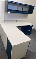 L shaped desk white total 5 drawers