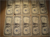 (10) One Dollar Silver Certificates