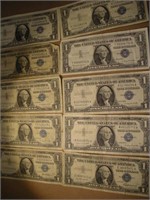 (10) One Dollar Silver Certificates