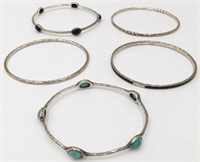 Set of 5 Ippolita Sterling Bangle Bracelets.
