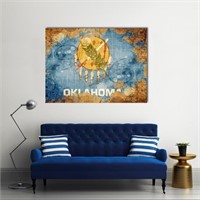 VINTAGE OKLAHOMA FLAG CANVAS WALL ART