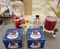 (5) Snowmen and (1) Santa Candle Holders