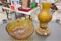 Amber Glass Light & Amber Glass Dish