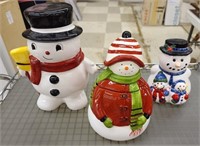 (3) Snowman Cookie Jars