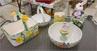 Easter Ceramic Baskets, Bowls, & Bunny