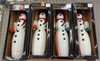 (4) Solid Wood Snowman Candle Holders