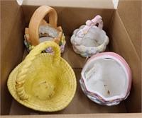 4 Uncleaned Easter Glass/Ceramic Baskets