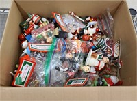 Box of Wooden and Plastic Tree Ornaments