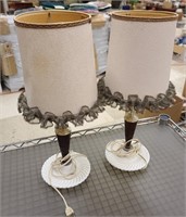 Set of Small Lamps with Milk Glass Bottoms