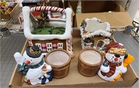 (2) Snowman Planters / Gingerbread Basket