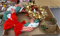 Christmas Rag Wreath, Bell Wreath, & Candle Shade