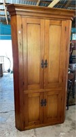 Large Early Pine Corner Cabinet