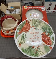 Snowman Desert Plates / Santa Glass Basket / 1
