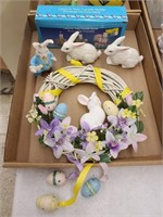 Easter Wreath, Ceramic Easter Train Candle Holders