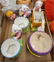 (4) Easter Planters, Bunnies, & Eggs