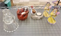 Cardinal and Angel Figurines / Candle Holders