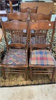 Set of Five Oak Pattern Back Chairs