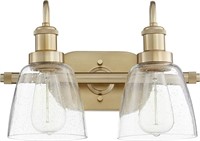 Two Light Vanity in Brass, Antique Finish