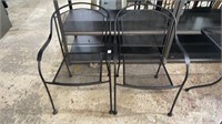 Pair of Black Mesh Metal Patio Chairs