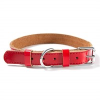 TREVANO Leather Dog Collar (RED, large)