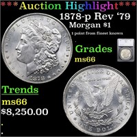 *Highlight* 1878-p Rev '79 Morgan $1 Graded ms66