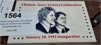 CLINTON GORE  1993 INAUGURATION KNIFE SET WITH COA