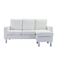 72" Faux leather Reversible Sofa & Chaise