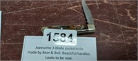 BEAR & BULL 2 BLADE POCKET KNIFE (SEE PIC)