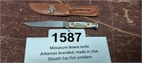MINITURE BOWIE KNIFE WITH ARKANSAS BRANDING