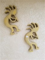 651- 2 Ceramic Kokopelli Wall Hangings