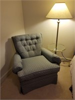 651- Beautiful Table Lamp & Blue Sitting Chair