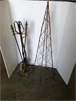 Fireplace set and metal tree