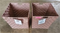 (2) Taupe Woven Baskets 13"x13"x13"