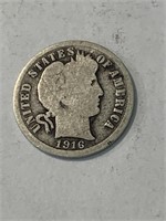 1916 Barber Dime Silver