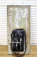 Vintage phone on wood