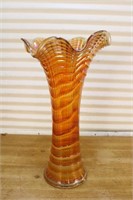 Vintage Ornate Orange Glass Vase