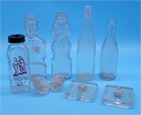 (5) Vintage Glass Advertising Bottles + +