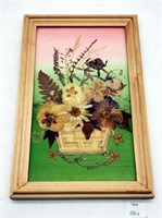 Framed Dried Floral Basket Art