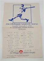 1994 Joe DiMaggio Legends Game Poster w Score Keep