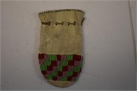 Small Leather Beaded Possibles Bag