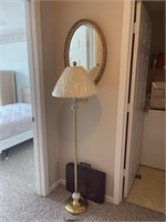 Oval Mirror, Floor Lamp & Briefcase